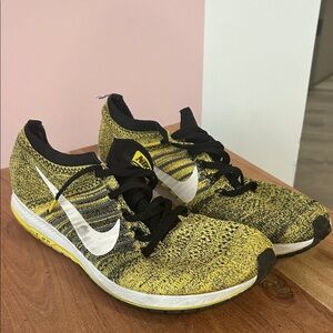 Nike Black and Yellow Knit Running Shoes